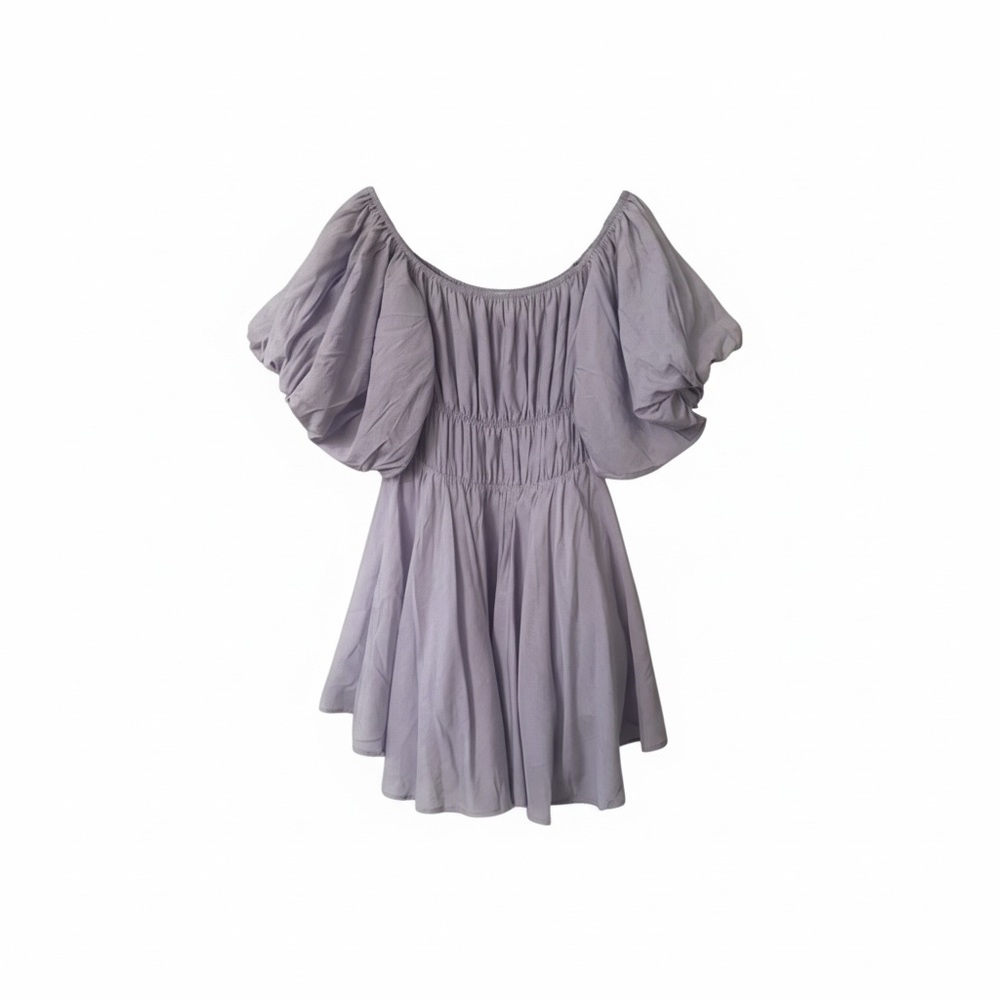 Altar'd State Lavender Puff-Sleeve Midi Dress